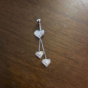 Piercing pagoda sterling silver dangling heart naval ring